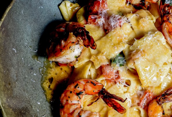 Shrimp pappardelle